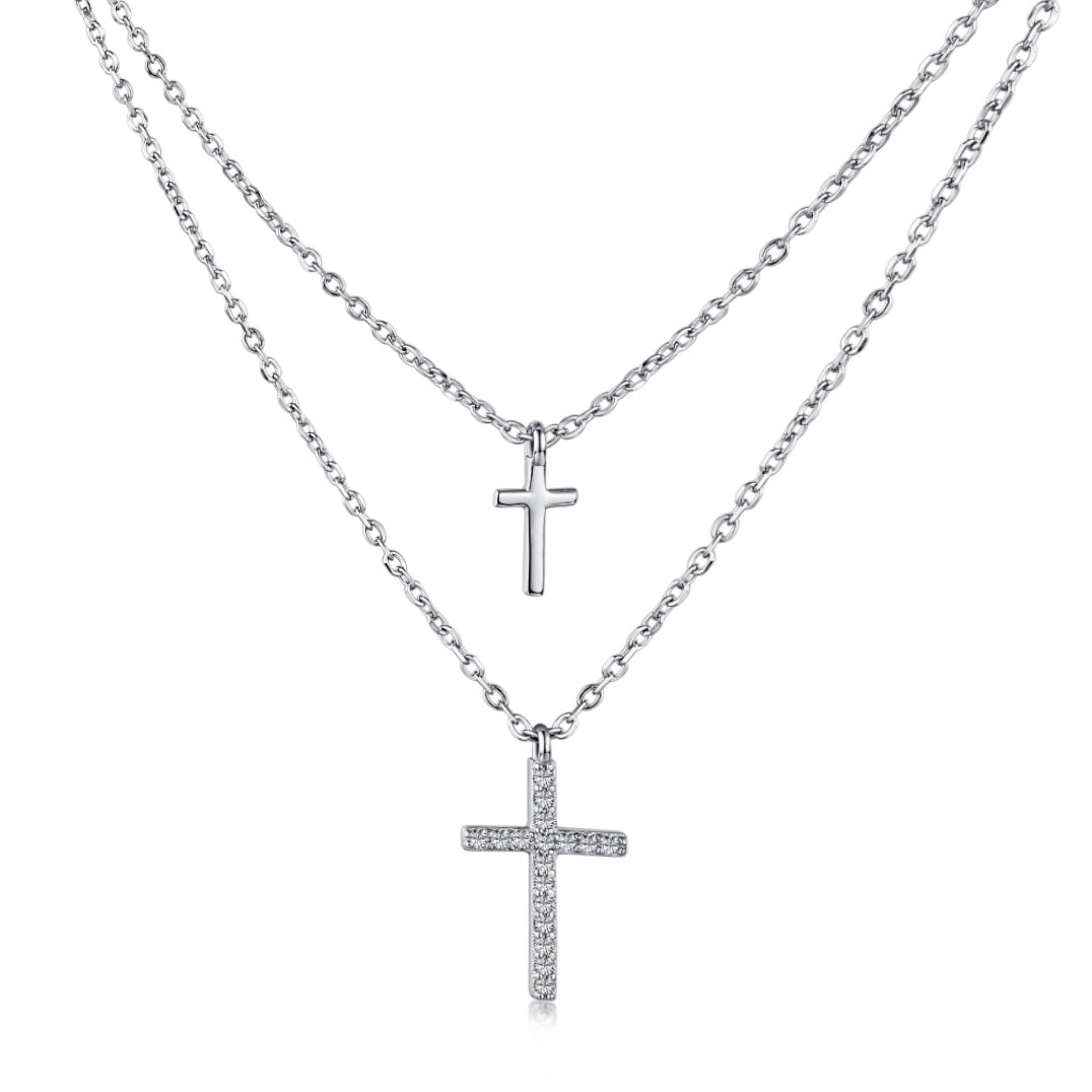 DOUBLE CROSS NECKLACE